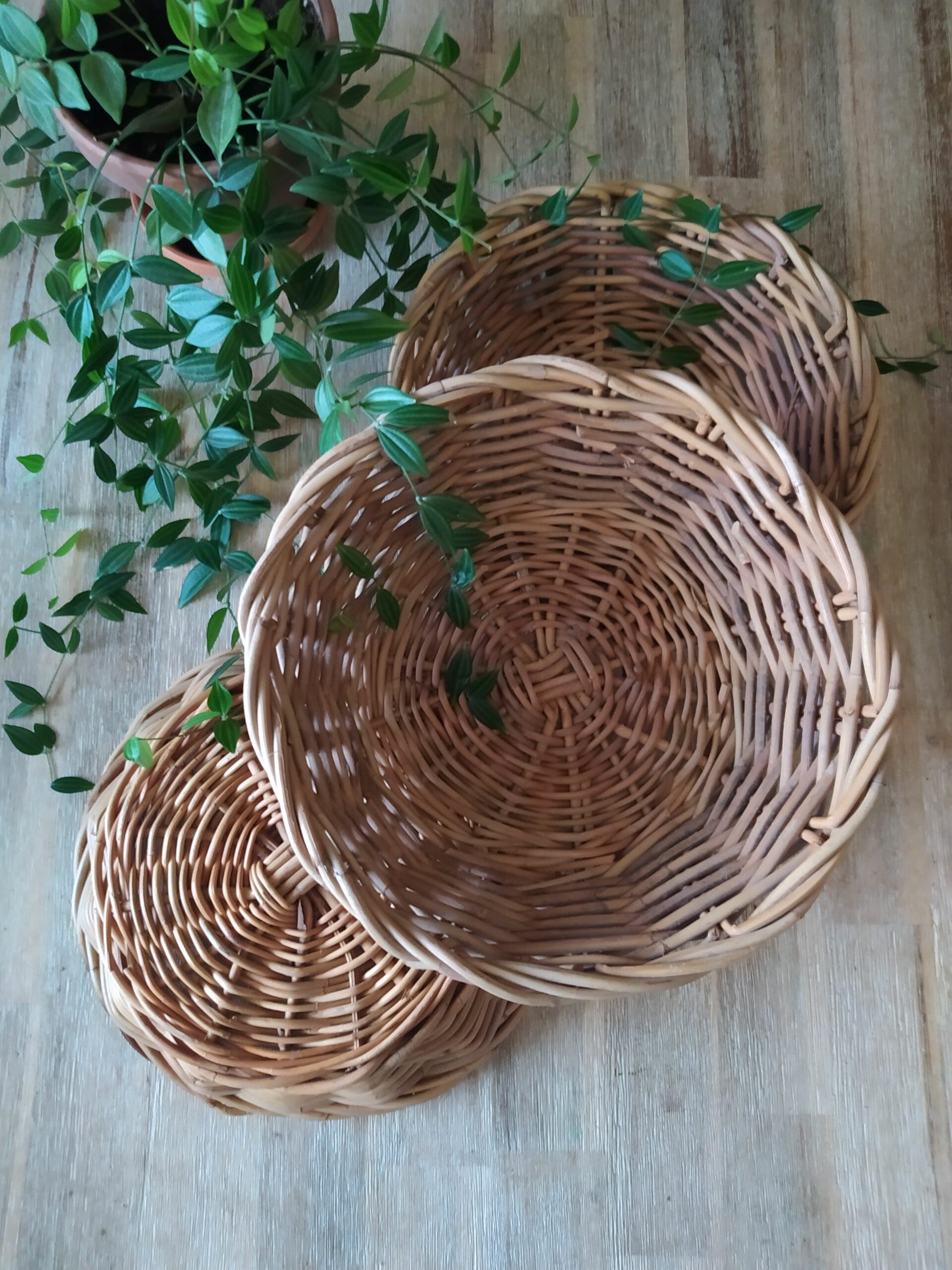 Lot 3 paniers en osier tressé vintage brocadabra