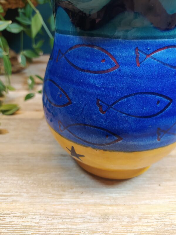 Pichet en Bleu et Jaune motif Poissons – Image 13