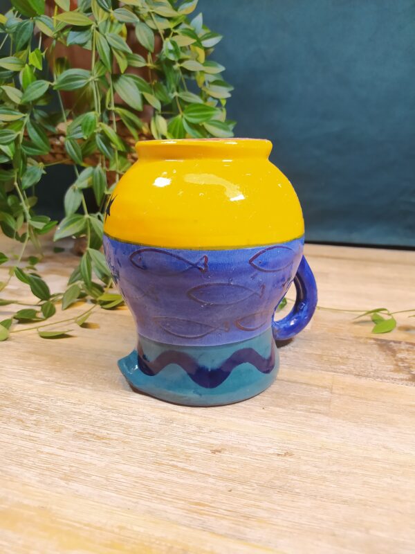 Pichet en Bleu et Jaune motif Poissons – Image 10