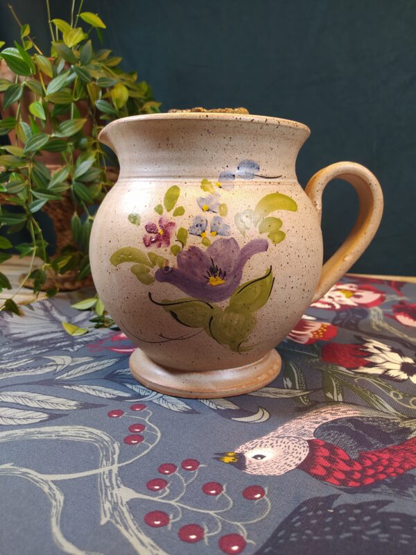 Pichet en grès vintage à glaçons motifs fleurs.