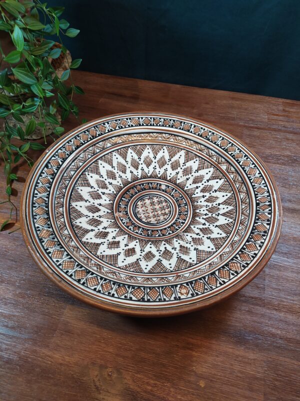Plat Oriental en Grès Format XXL Beige et Marron – Image 5