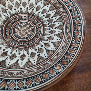 Plat Oriental en Grès Format XXL Beige et Marron