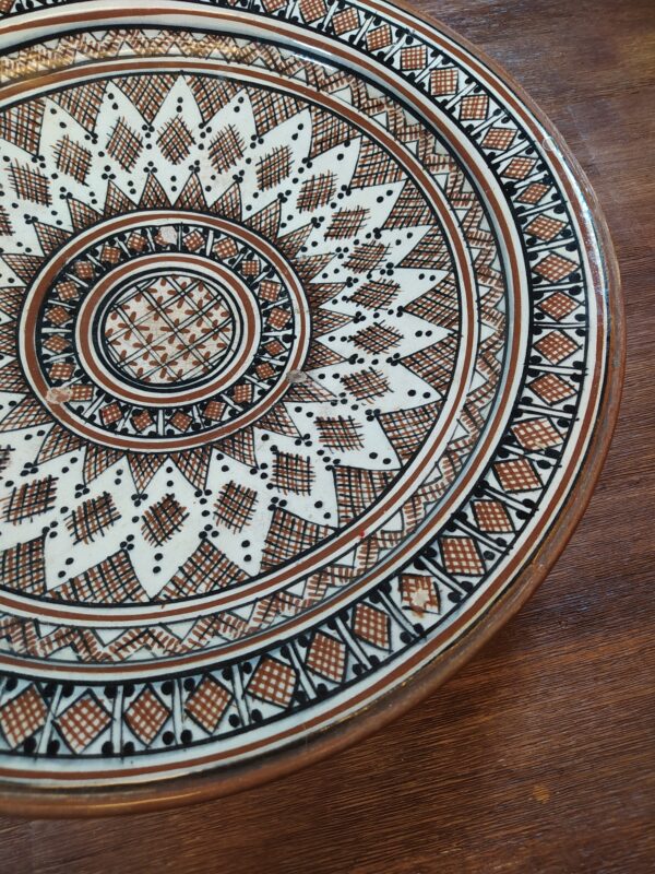 Plat Oriental en Grès Format XXL Beige et Marron – Image 2