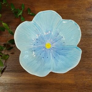 Saladier Fleur en Céramique Bleu Pastel