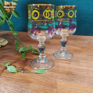 Verres à Vin Vintages Peints à la Main