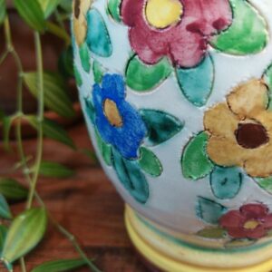 Vase/Cache Pot en Céramique Vintage Motifs Fleuris