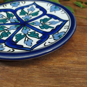 Petite Assiette à Motifs Floraux Orientaux Tons Bleu