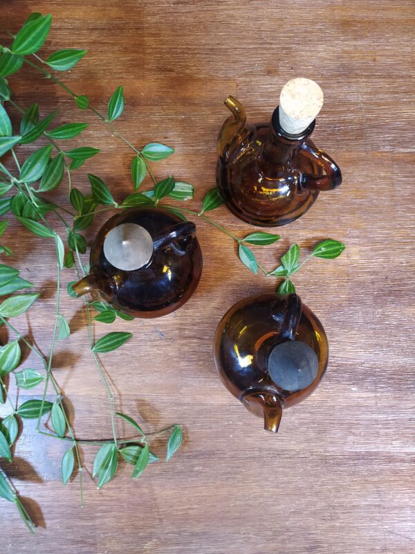 Mini Carafes/Flacons en Verre Ambré Vintages Huilier Vinaigrier ou Autre – Image 5