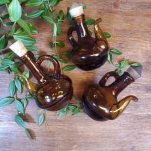 Mini Carafes/Flacons en Verre Ambré Vintages Huilier Vinaigrier ou Autre