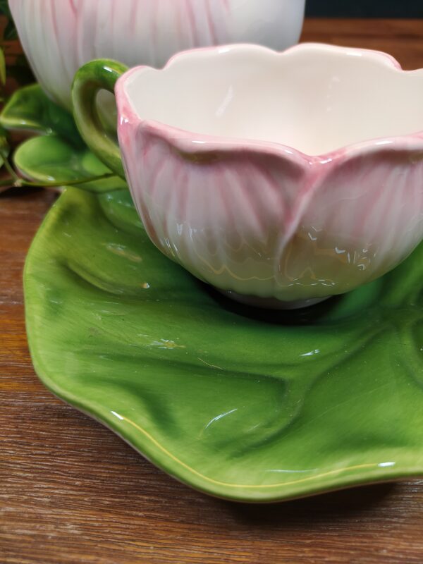 Service à Thé en Céramique Vêtue de Vert et Rose – Image 12