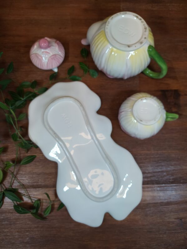 Service à Thé en Céramique Vêtue de Vert et Rose – Image 6