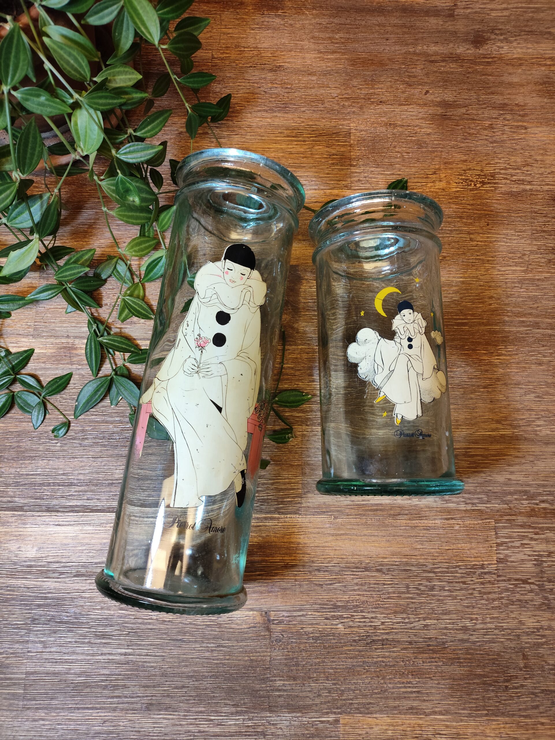 Duo de Bocaux en Verre Vintage Pierrot