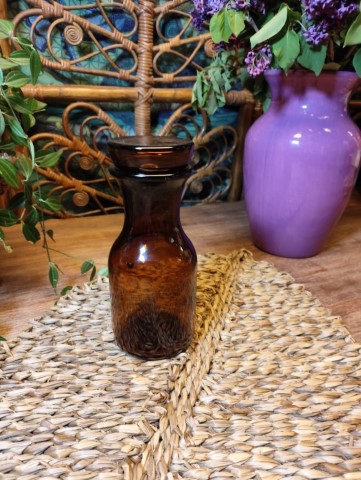 Pot d'Apothicaire en Verre Ambré et son Bouchon Hermétique