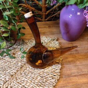 Carafe à Décanter Vintage en Verre Ambré et Bouchon en Liege
