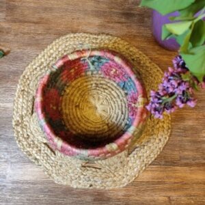 Panier Rond en Fibres et Jacinthe d’eau Couleurs Pastels