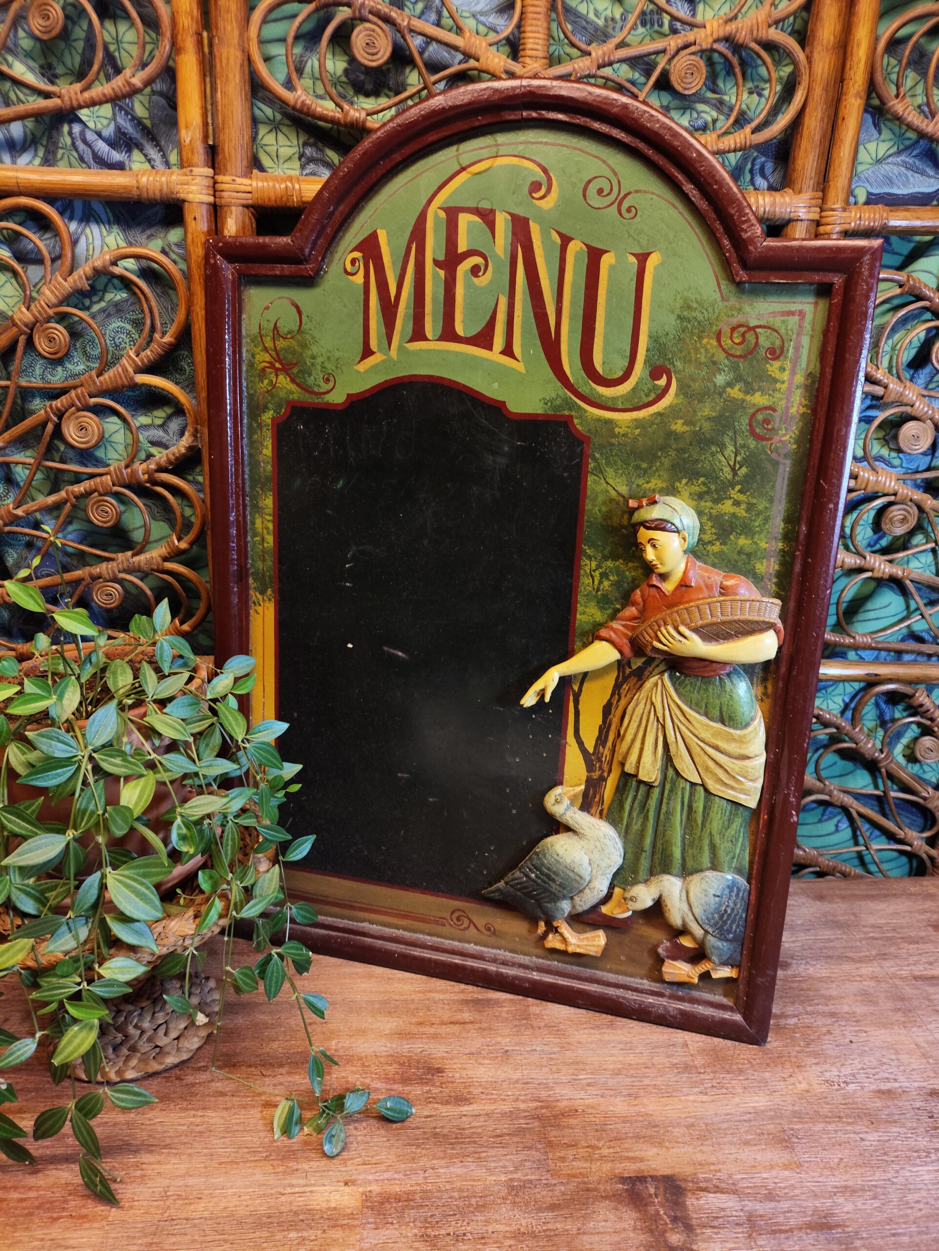Tableau Menu Vintage Bois et Relief