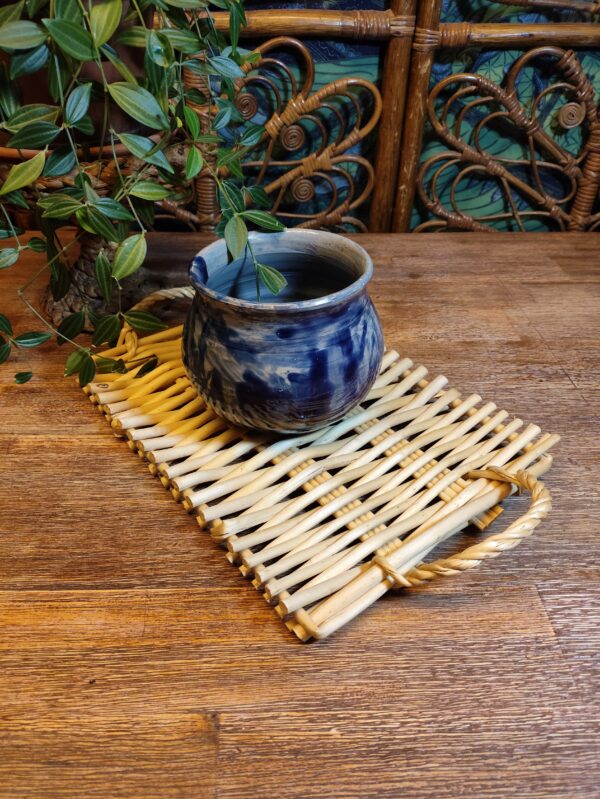 Petit Vase Bleu en Grés Emaillé Peint à la Main – Image 2