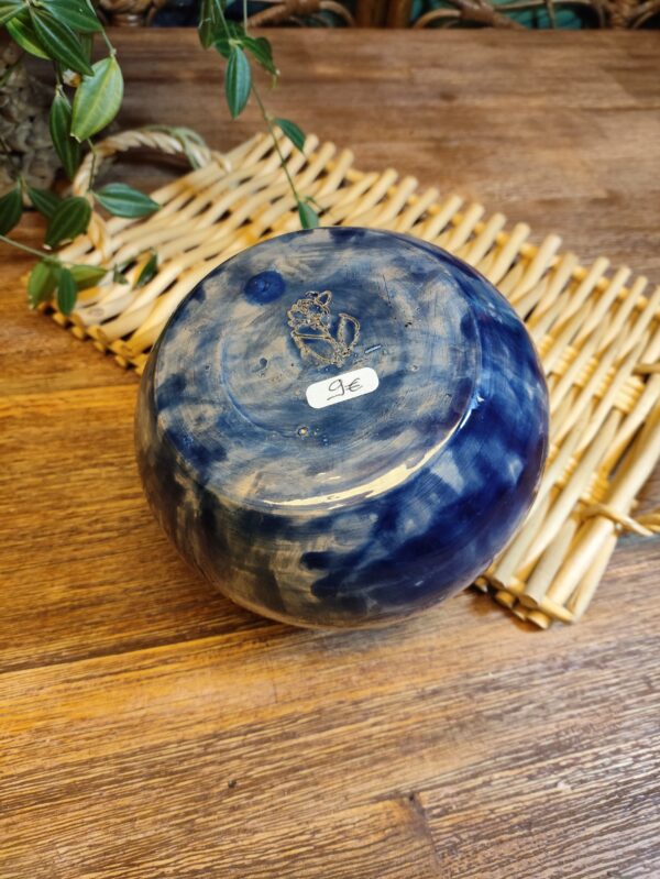 Petit Vase Bleu en Grés Emaillé Peint à la Main – Image 7