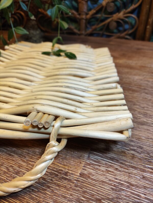 Plateau en Bois Tressé Beige Bohème – Image 7