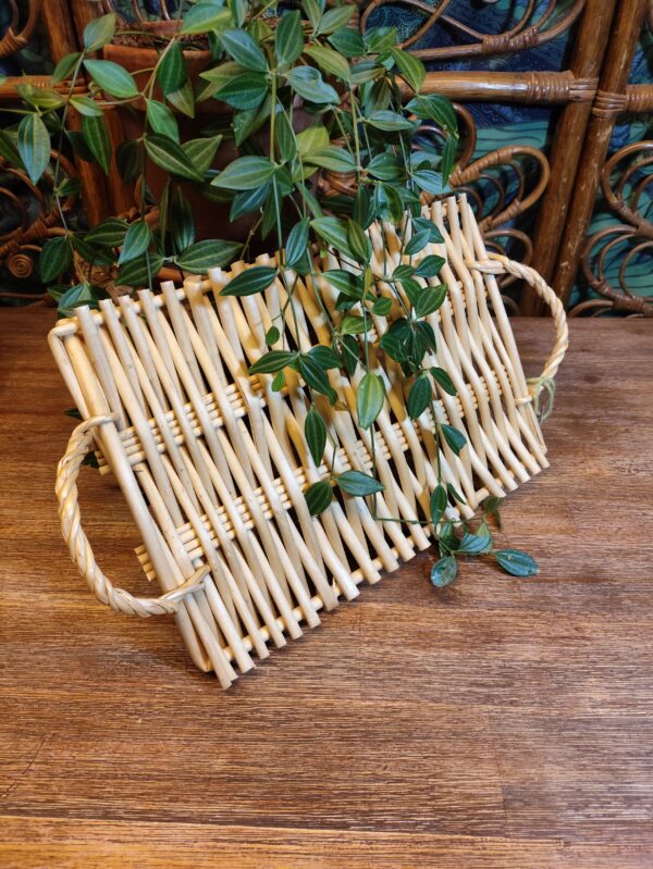 Plateau en Bois Tressé Beige Bohème – Image 9