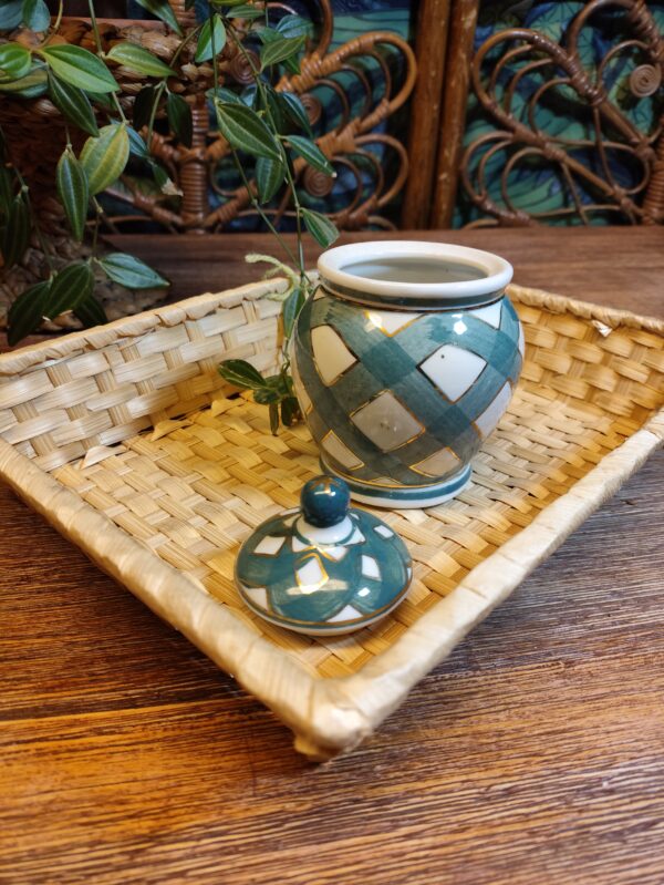 Petit Pot à Gingembre en Céramique à Carreaux – Image 8