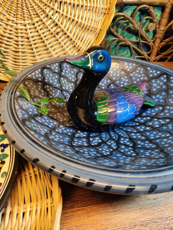 Canard Décoratif en Bois et Résine Bleu Vert et Violet – Image 4