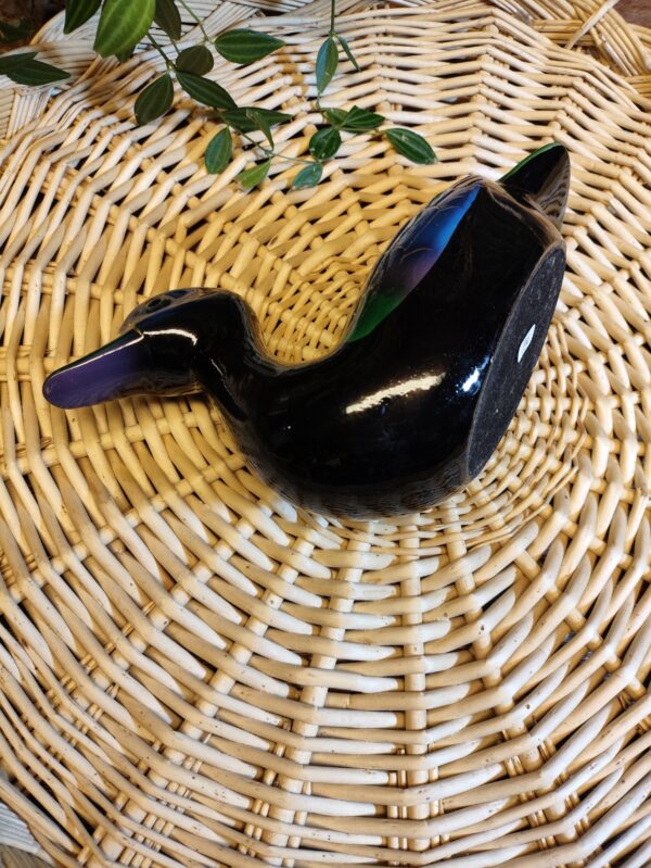 Canard Décoratif en Bois et Résine Bleu Vert et Violet – Image 10