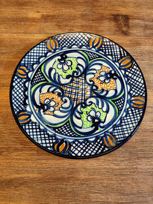 Assiette Espagnole en Bleu à Motifs Fleuris Artisanale