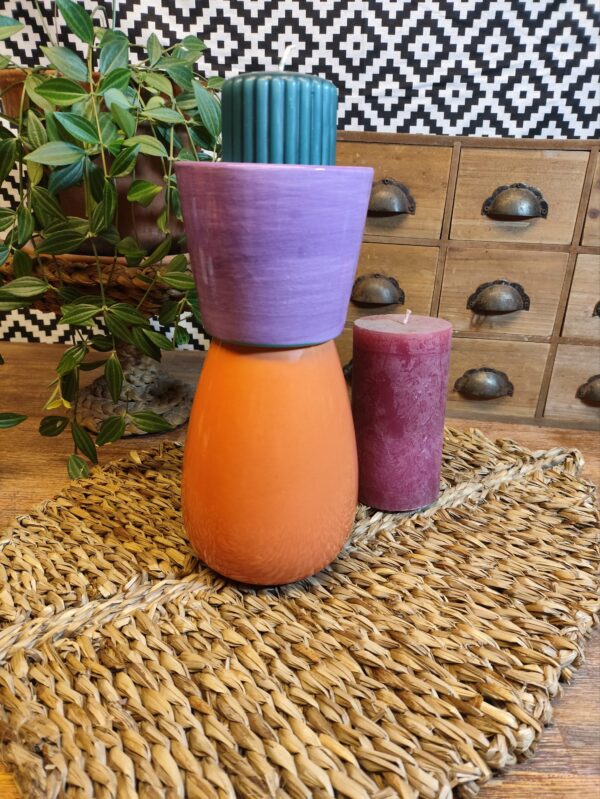 Bougeoir en Duo Corail et Mauve