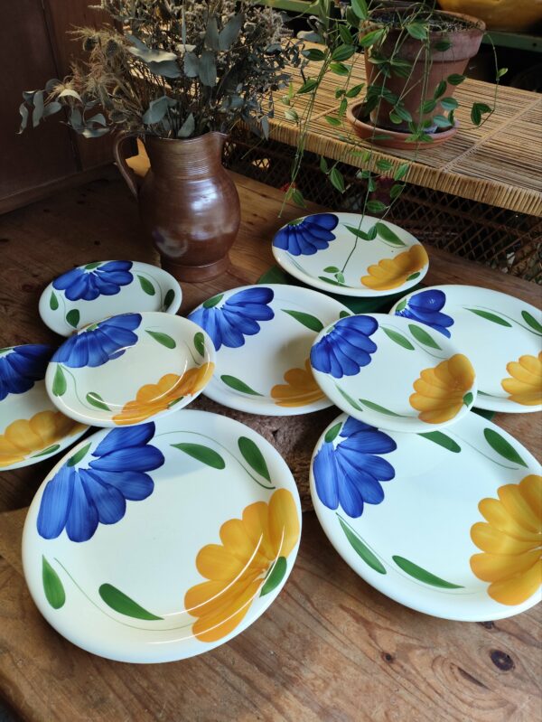 Service de Table 9 Assiettes Fleuries – Image 7