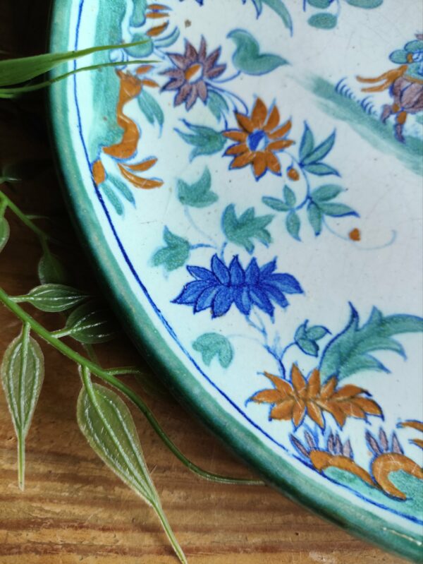 Assiette Fleurie en Bleu et Vert – Image 5