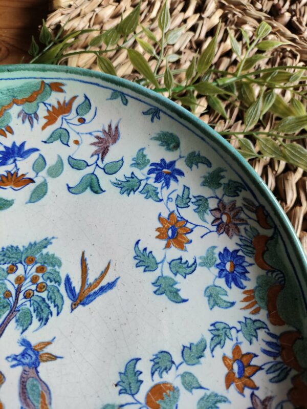 Assiette Fleurie en Bleu et Vert – Image 3