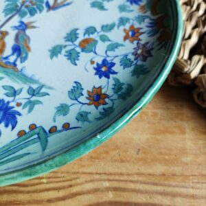 Assiette Fleurie en Bleu et Vert