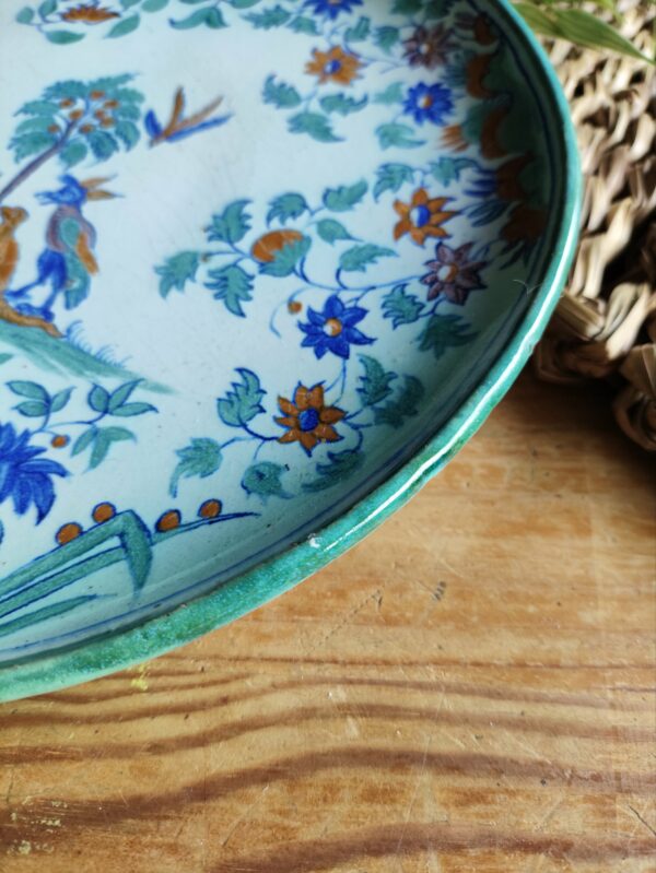 Assiette Fleurie en Bleu et Vert – Image 2