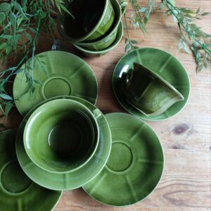 Service Tasses et Sous-tasses Niderviller Vert Olive