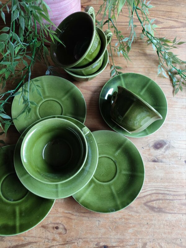 Service Tasses et Sous-tasses Niderviller Vert Olive