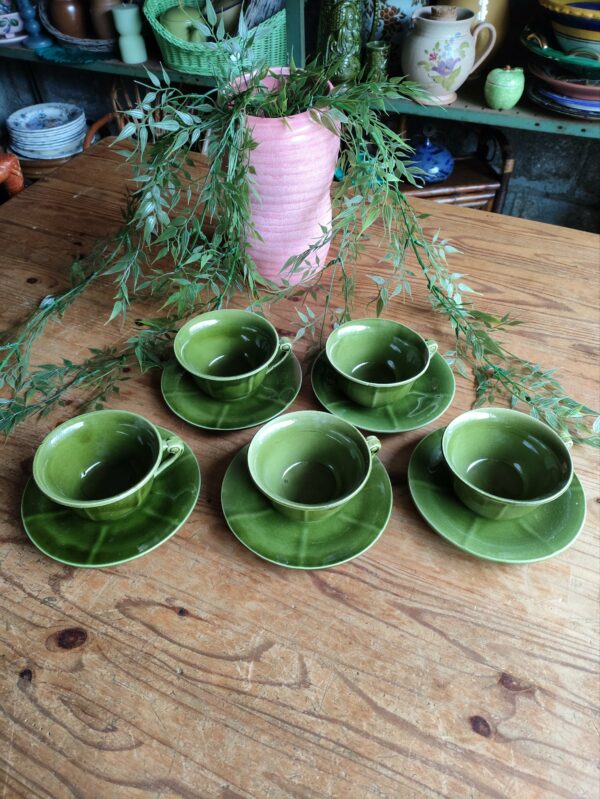 Service Tasses et Sous-tasses Niderviller Vert Olive – Image 9