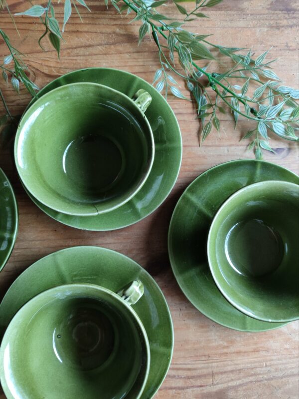 Service Tasses et Sous-tasses Niderviller Vert Olive – Image 3