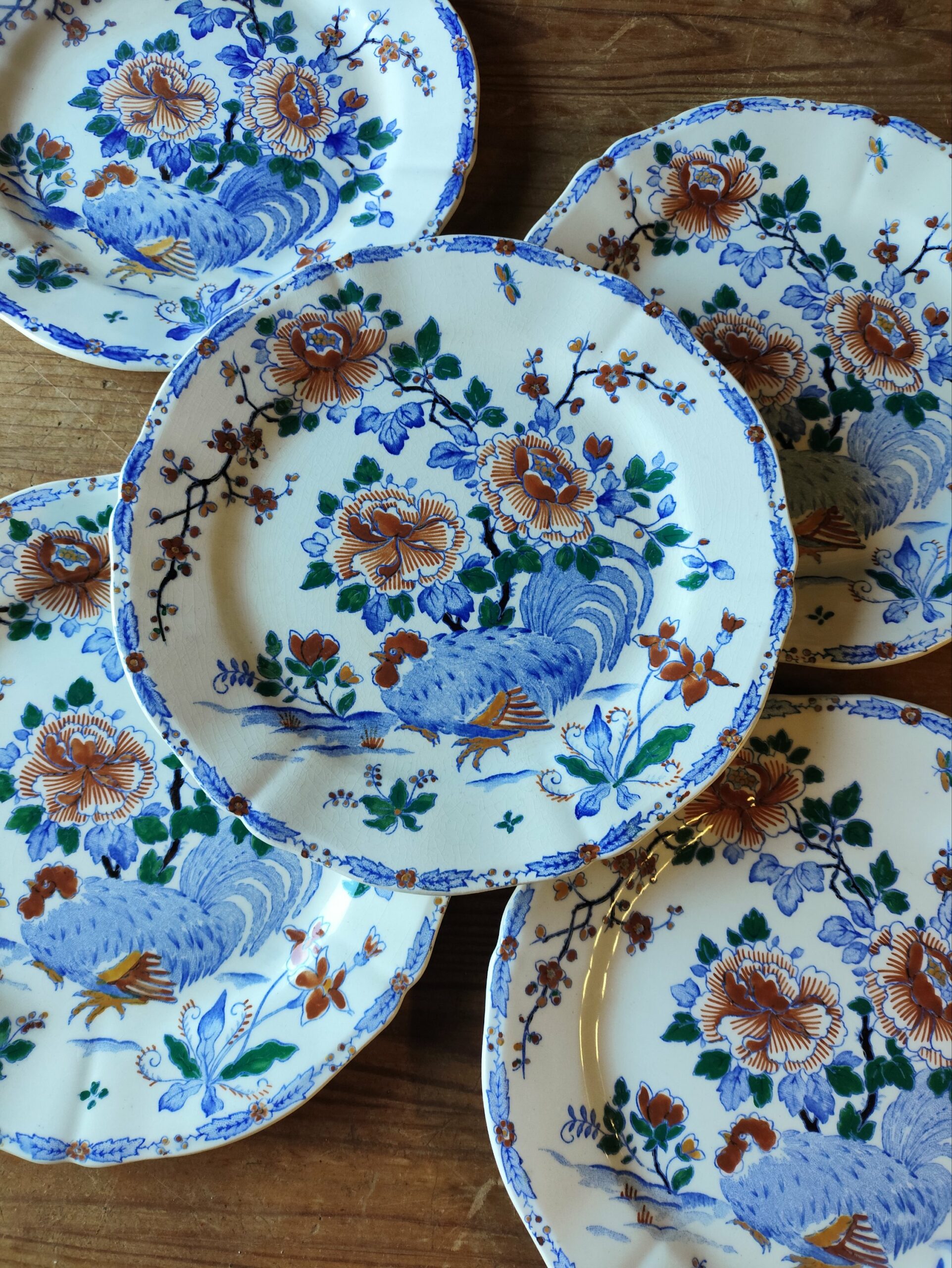 Assiette à Dessert Coq et Pivoines – Image 2